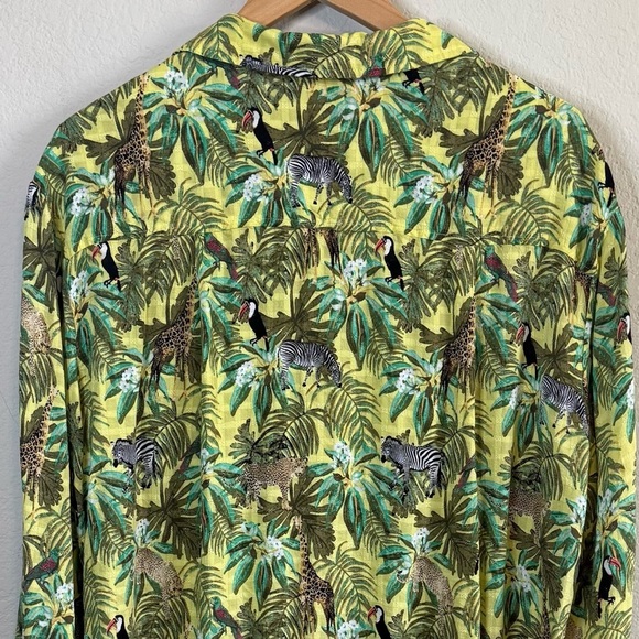 Jane + Delancey Safari Jungle Tropical Lightweight Long Button Front Tunic Top - Picture 7 of 11